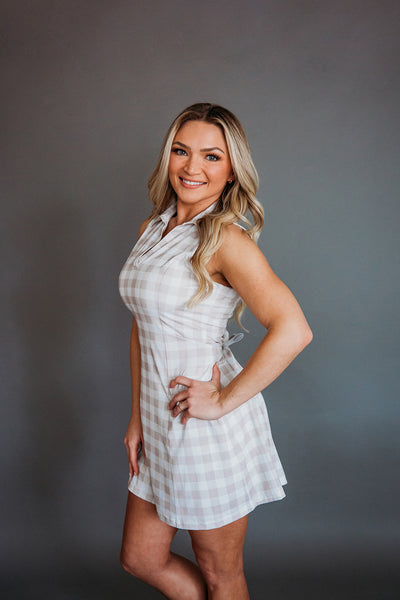 Gingham Sport Dress- Beige